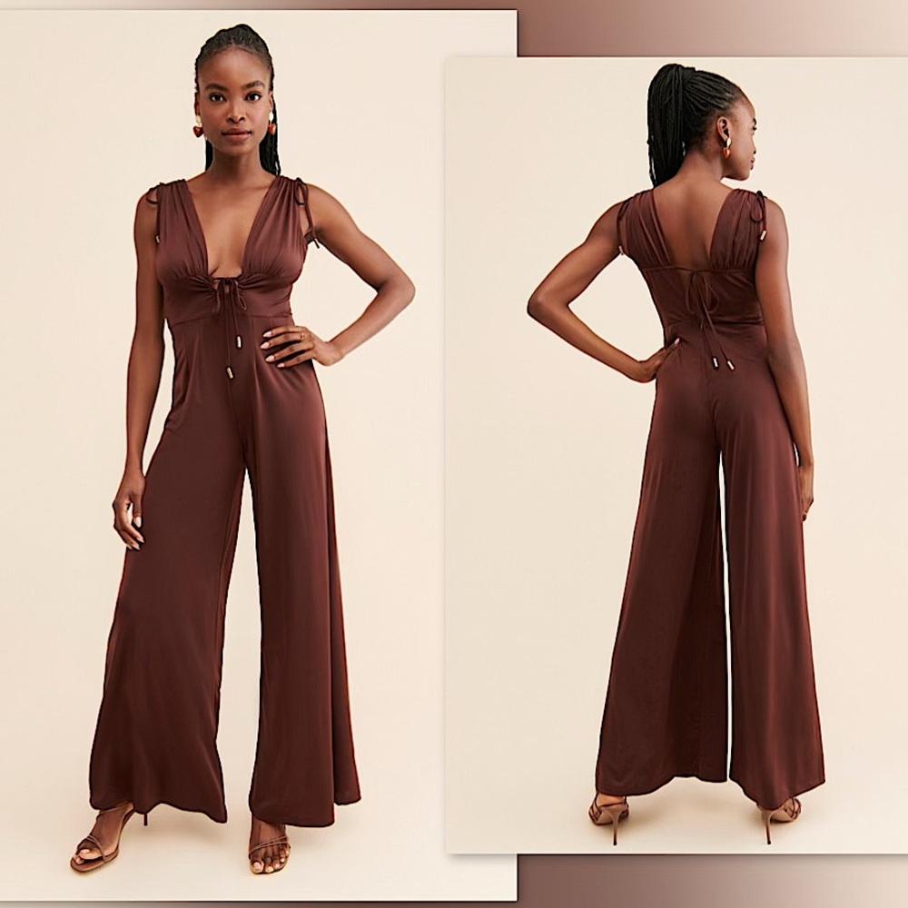 🤎Rare London Super Wide Leg Keyhole Front Jumpsuit in Brown